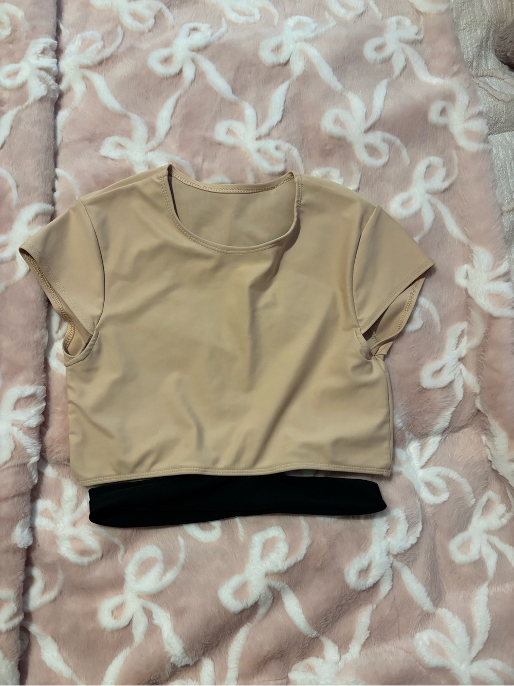 Women’s Nude Short Sleeve Crop Top - Minimal Crew Neck Five The Label